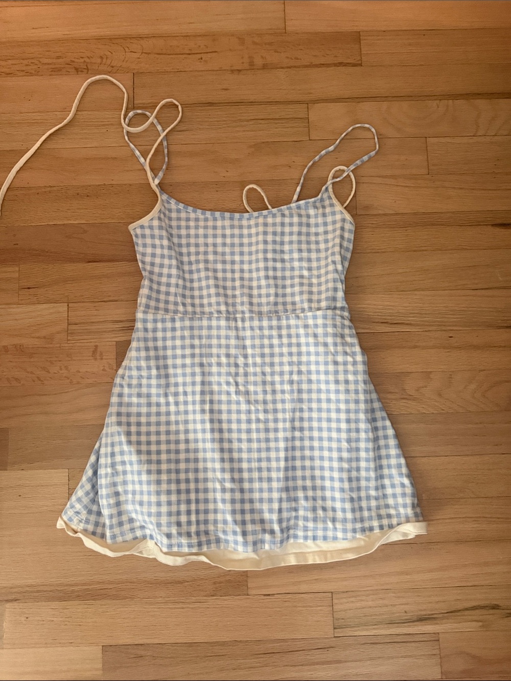 Urban Outfitters Blue and White Gingham Spaghetti Strap Dress